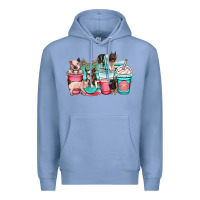 Colony Blue pig coffee cups Premium Hoodie - OliviaCreatesArt