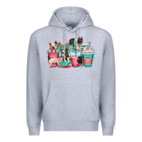 Heather Grey pig coffee cups Premium Hoodie - OliviaCreatesArt