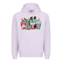 Lilac pig coffee cups Premium Hoodie - OliviaCreatesArt
