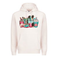 Pale Pink pig coffee cups Premium Hoodie - OliviaCreatesArt