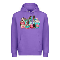 Purple pig coffee cups Premium Hoodie - OliviaCreatesArt