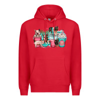 Red pig coffee cups Premium Hoodie - OliviaCreatesArt