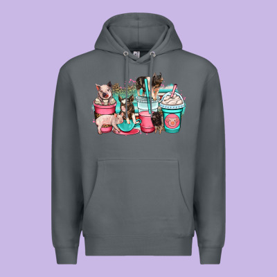Pig Coffee Cups Premium Hoodie Designed By Oliviacreatesart
