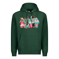 Sports Green pig coffee cups Premium Hoodie - OliviaCreatesArt