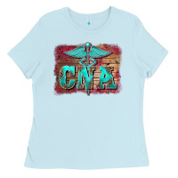 Baby Blue western nurse certified nurse  assistant medilcal symbol  background Ladies Tee - BarkalooDesign