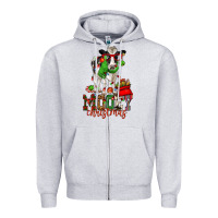 Heather Grey mooey christmas holstein cow Zipper Hoodie - CowGirlArtShop