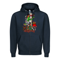 Navy mooey christmas holstein cow Zipper Hoodie - CowGirlArtShop