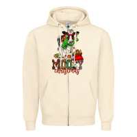 Sandshell mooey christmas holstein cow Zipper Hoodie - CowGirlArtShop