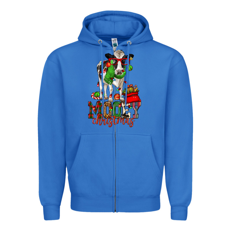 Mooey Christmas Holstein Cow Zipper Hoodie by CowGirlArtShop | Teevron