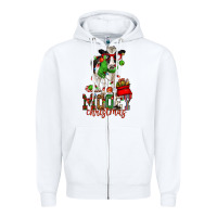 White mooey christmas holstein cow Zipper Hoodie - CowGirlArtShop