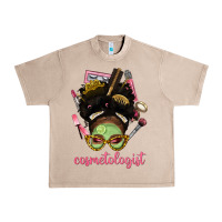 French Oak Afro Messy Bun Cosmetologist Urban Heavy Tee - BundleAndBundleShop