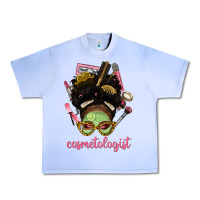 Grape Ice Afro Messy Bun Cosmetologist Urban Heavy Tee - BundleAndBundleShop