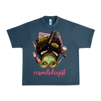 Midnight Navy Afro Messy Bun Cosmetologist Urban Heavy Tee - BundleAndBundleShop