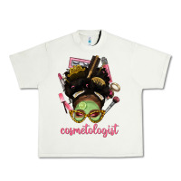 Pistachio Afro Messy Bun Cosmetologist Urban Heavy Tee - BundleAndBundleShop
