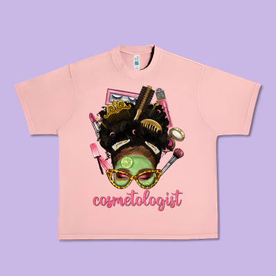 Afro Messy Bun Cosmetologist Urban Heavy Tee Designed By Bundleandbundleshop