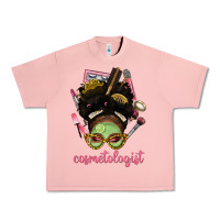 Salmon Afro Messy Bun Cosmetologist Urban Heavy Tee - BundleAndBundleShop