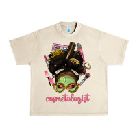 Sandshell Afro Messy Bun Cosmetologist Urban Heavy Tee - BundleAndBundleShop