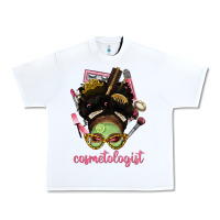 White Afro Messy Bun Cosmetologist Urban Heavy Tee - BundleAndBundleShop
