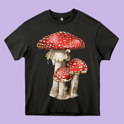 Autumn Mushroom Illustrations Heavy Core Tee Designed By Lillyallendesigns