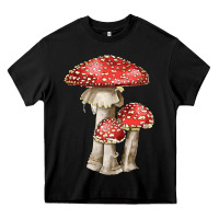 Black Autumn Mushroom Illustrations Heavy Core Tee - LillyAllenDesigns