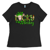 Black Lucky baby charolais calf Ladies Tee - RanaPortraitStore