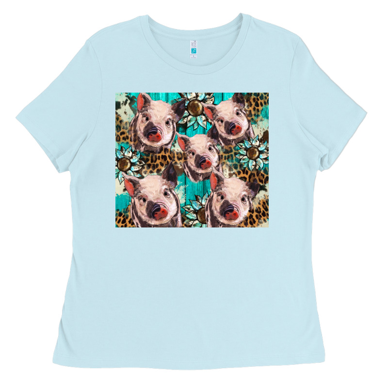 Western Cowhide Sunflower Baby Pig Ladies Tee by BarkalooDesign | Teevron