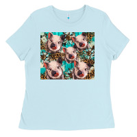 Baby Blue western cowhide sunflower baby pig Ladies Tee - BarkalooDesign