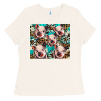 Bone western cowhide sunflower baby pig Ladies Tee - BarkalooDesign