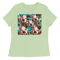Matcha western cowhide sunflower baby pig Ladies Tee - BarkalooDesign