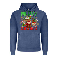 Vintage Denim merry christmas deer Vintage Hoodie - MaliasSmallBusiness