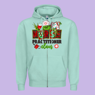 Nurse Practitioner Claus Zipper Hoodie Designed By Cowgirlartshop