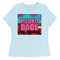 Baby Blue rodeo babe cowhide leopard turquoise Ladies Tee - BarkalooDesign