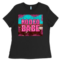 Black rodeo babe cowhide leopard turquoise Ladies Tee - BarkalooDesign