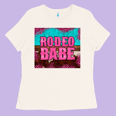 Rodeo Babe Cowhide Leopard Turquoise Ladies Tee Designed By Barkaloodesign