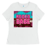 White rodeo babe cowhide leopard turquoise Ladies Tee - BarkalooDesign