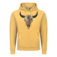 Vintage Mustard Leopard Bull Skull Vintage Hoodie - Jasminsmagicworld