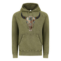 Vintage Olive Leopard Bull Skull Vintage Hoodie - Jasminsmagicworld