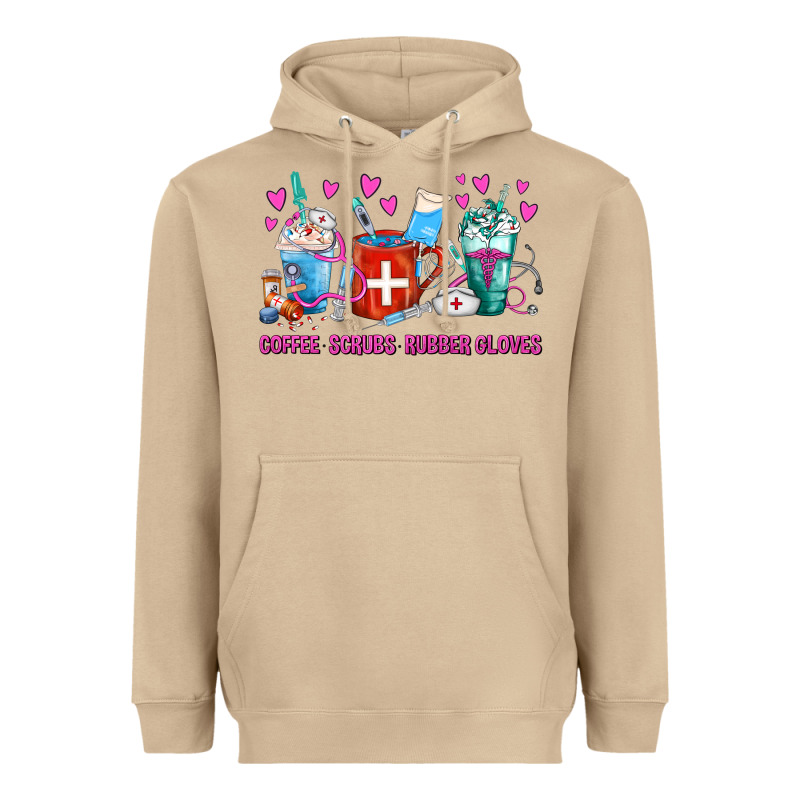 Coffee Nurse Repeat Nurse Coffee Cups Heavyweight Hoodie by FaDigitalArtStudio | Teevron