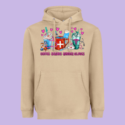 Coffee Nurse Repeat Nurse Coffee Cups Heavyweight Hoodie Designed By Fadigitalartstudio