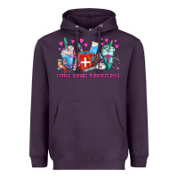 Plum Coffee Nurse Repeat Nurse Coffee Cups Heavyweight Hoodie - FaDigitalArtStudio