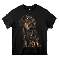 Black dachshund Heavy Core Tee - BarkalooDesign