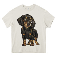 Cream dachshund Heavy Core Tee - BarkalooDesign