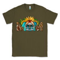 Army Green Football Mom Sunflower Leopard Classic Tee - BundleAndBundleShop