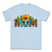 Dusty Blue Football Mom Sunflower Leopard Classic Tee - BundleAndBundleShop