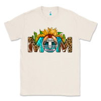 Natural Football Mom Sunflower Leopard Classic Tee - BundleAndBundleShop
