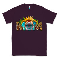Plum Football Mom Sunflower Leopard Classic Tee - BundleAndBundleShop