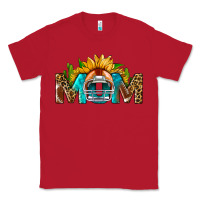 Red Football Mom Sunflower Leopard Classic Tee - BundleAndBundleShop