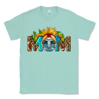 Seafoam Football Mom Sunflower Leopard Classic Tee - BundleAndBundleShop