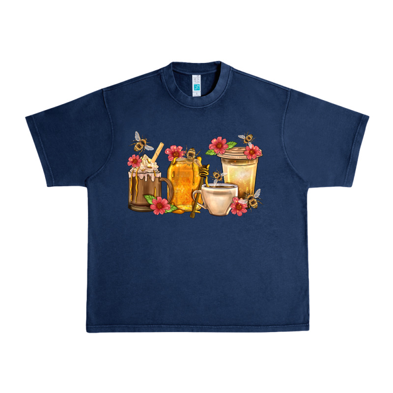 Honey And Bee With Flower Coffee Cup Urban Heavy Tee by BundleAndBundleShop | Teevron