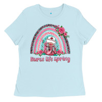 Baby Blue nurse life spring rainbow Ladies Tee - BarkalooDesign